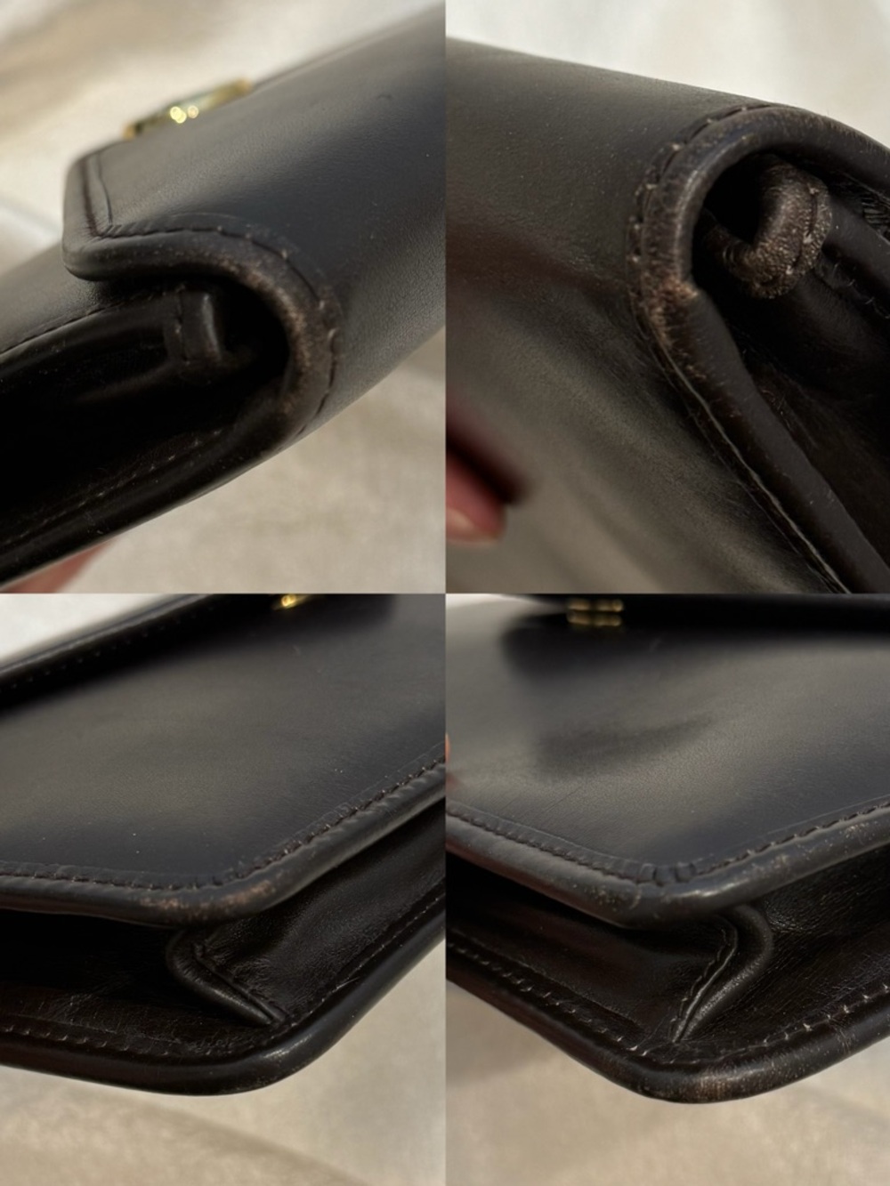 Auth Vintage 1990s Celine Triomphe Envelope Dark Brown Leather Clutch Bag - Picture 10 of 14